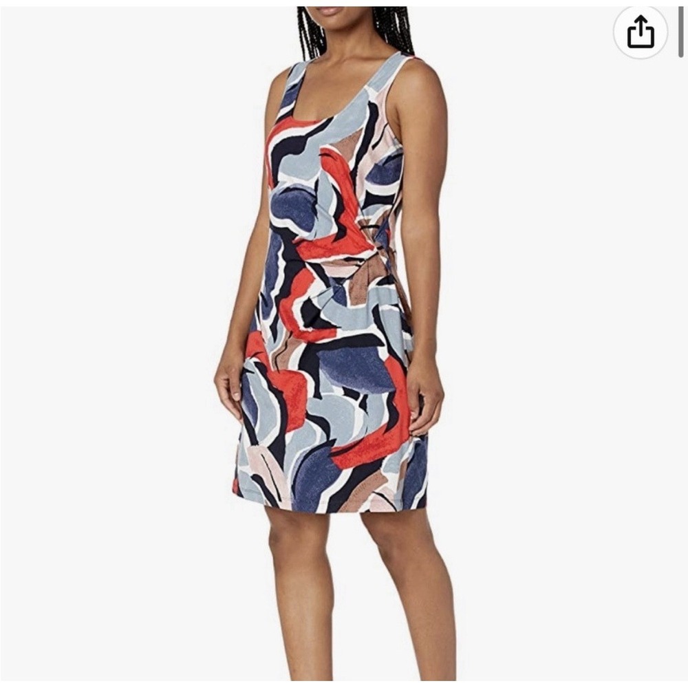 NIC+ZOE Americana Dress M Medium Abstract Ruched Square Neck Sleeveless